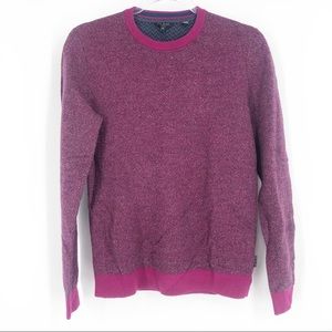 Ted Baker London Wool Blend Crew Neck Striped Sweater Men’s Size M Medium Pink